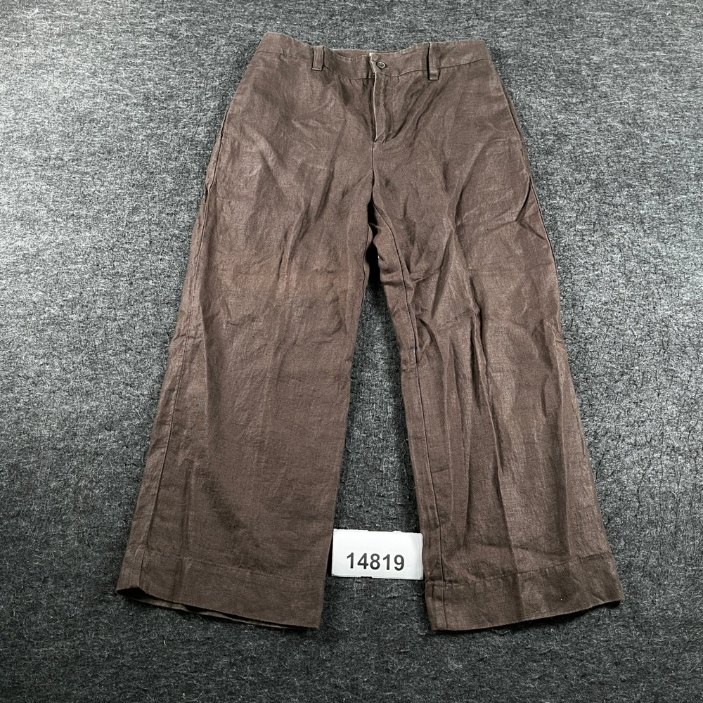 Vintage Gap Capri Pants Womens 6 Brown Linend Slash Pockets Work Wear Wide Leg